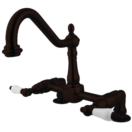 Kingston Brass KS1145PL Heritage Two-Handle Bridge Kitchen Faucet, Oil Rubbed Bronze KS1145PL